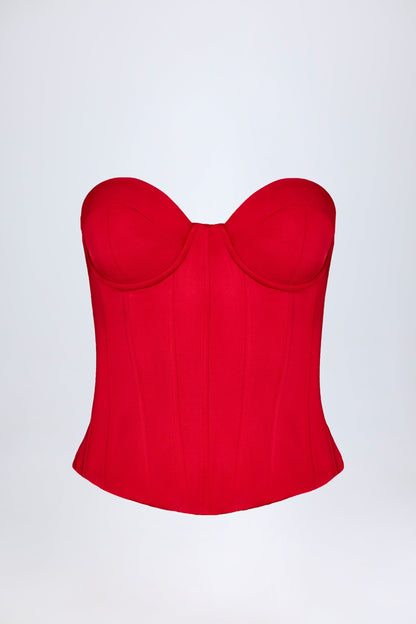 Lace-Up Corset Top in Fire Red
