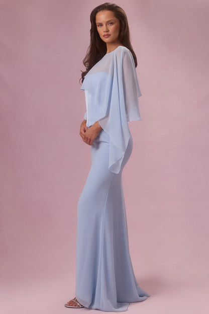 Premium Chiffon Cape in Powder Blue