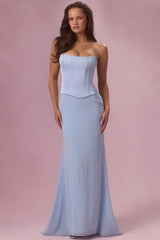 Premium Satin Corset Bridesmaid Dress in Powder Blue