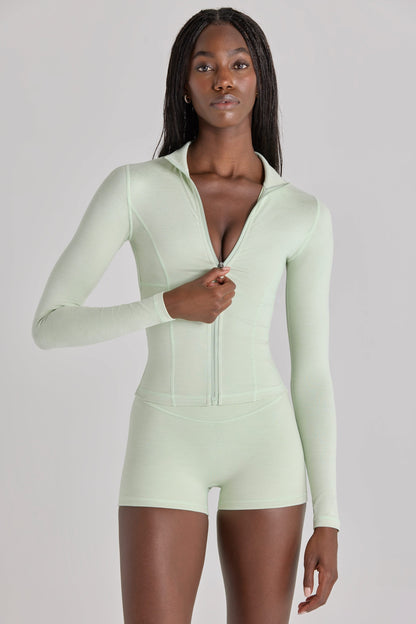 Soft Active Zip-Up Jacket in Sage Marl