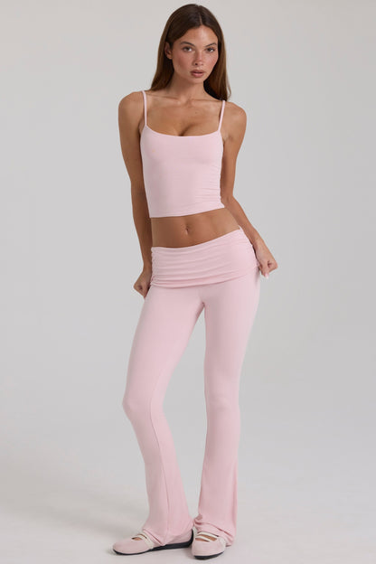 Modal Mid-Rise Flared Trousers in Blush