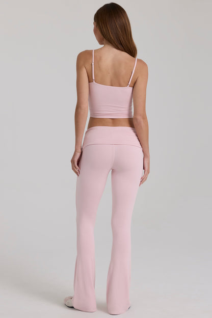 Modal Mid-Rise Flared Trousers in Blush