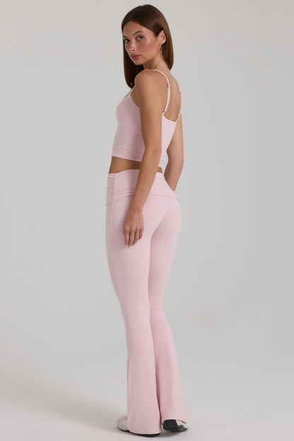 Modal Mid-Rise Flared Trousers in Blush