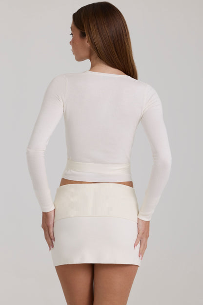 Soft Knit Mini Skirt in Ivory